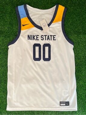 NWT Nike State Dri-Fit Elite Bounce Basketball White Sample Jersey Mens Large